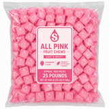 Chewy Fruit Candy Squares All Pink Strawberry Flavor Bulk Bag - 25 lb (Approx. 2250 pieces)