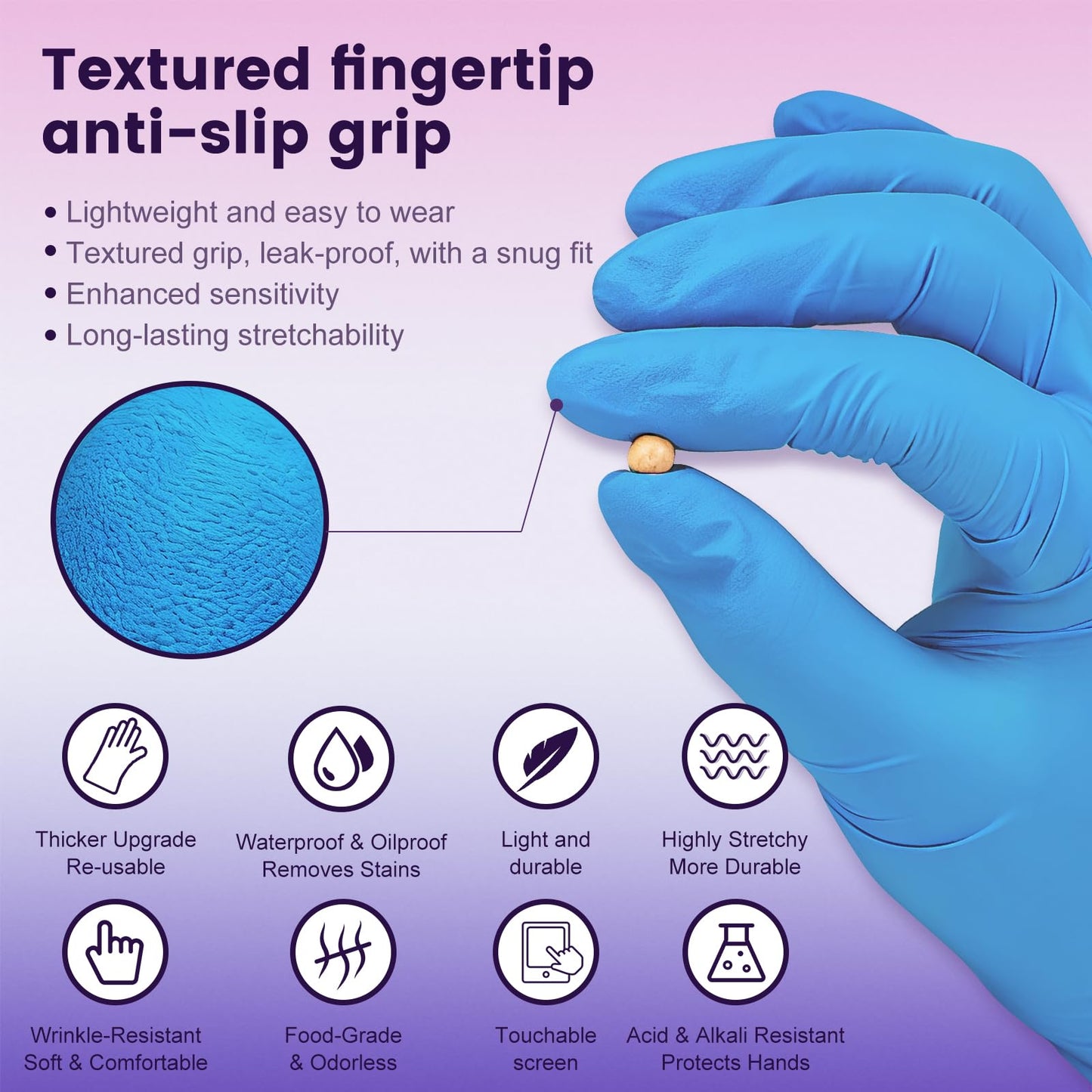 Cljlixcy Kids Disposable Nitrile Gloves for 4-10 Years, Suitable for Gardening, Cooking, Painting, Latex and Powder Free -100 PCS