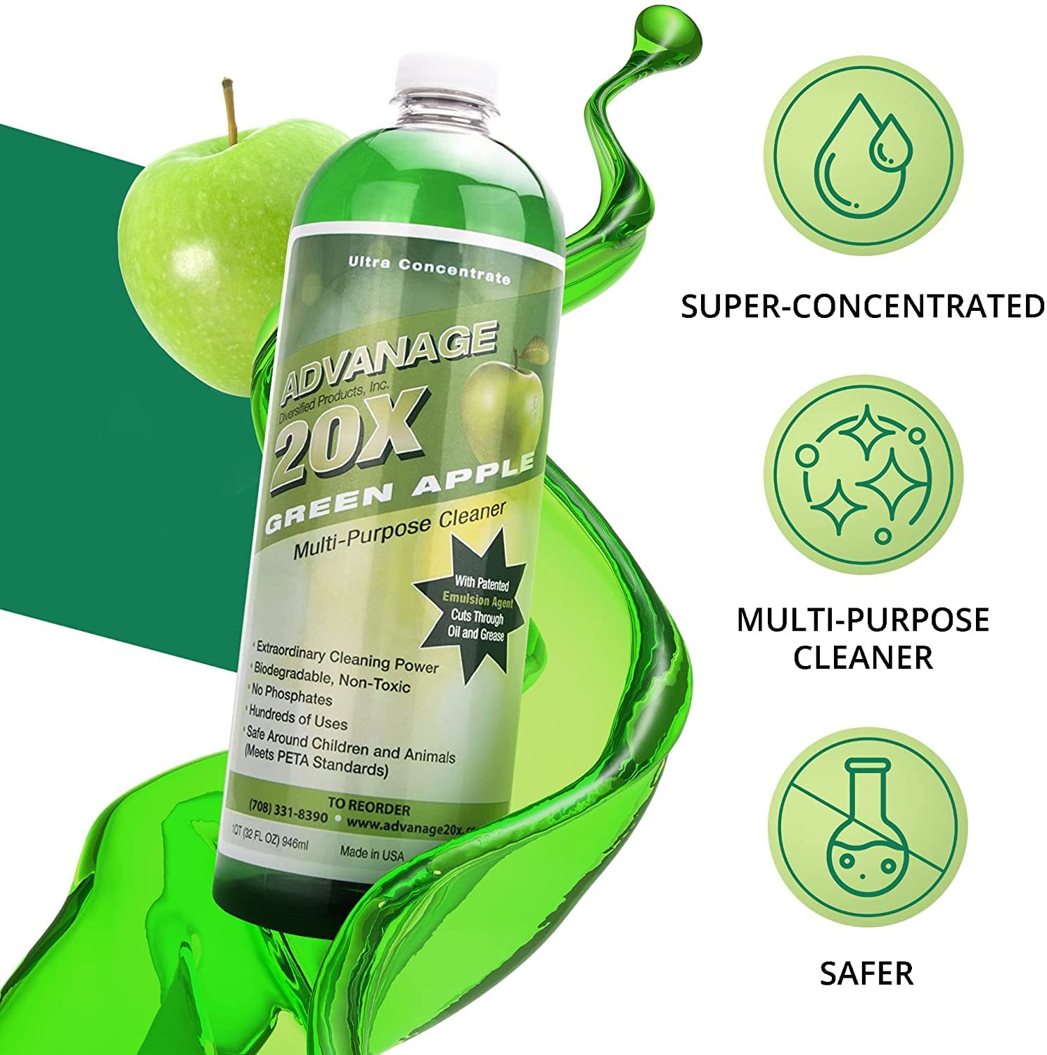 ADVANAGE 20X Multi-Purpose Cleaner Green Apple 2 Pack - Manufacturer Direct - 20X is Our Newest Formula!