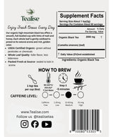 Organic Black Tea Plant-Based & Plastic-Free Tea Bags 60 Servings Premium Whole Leaf Loose Tea by Tealise