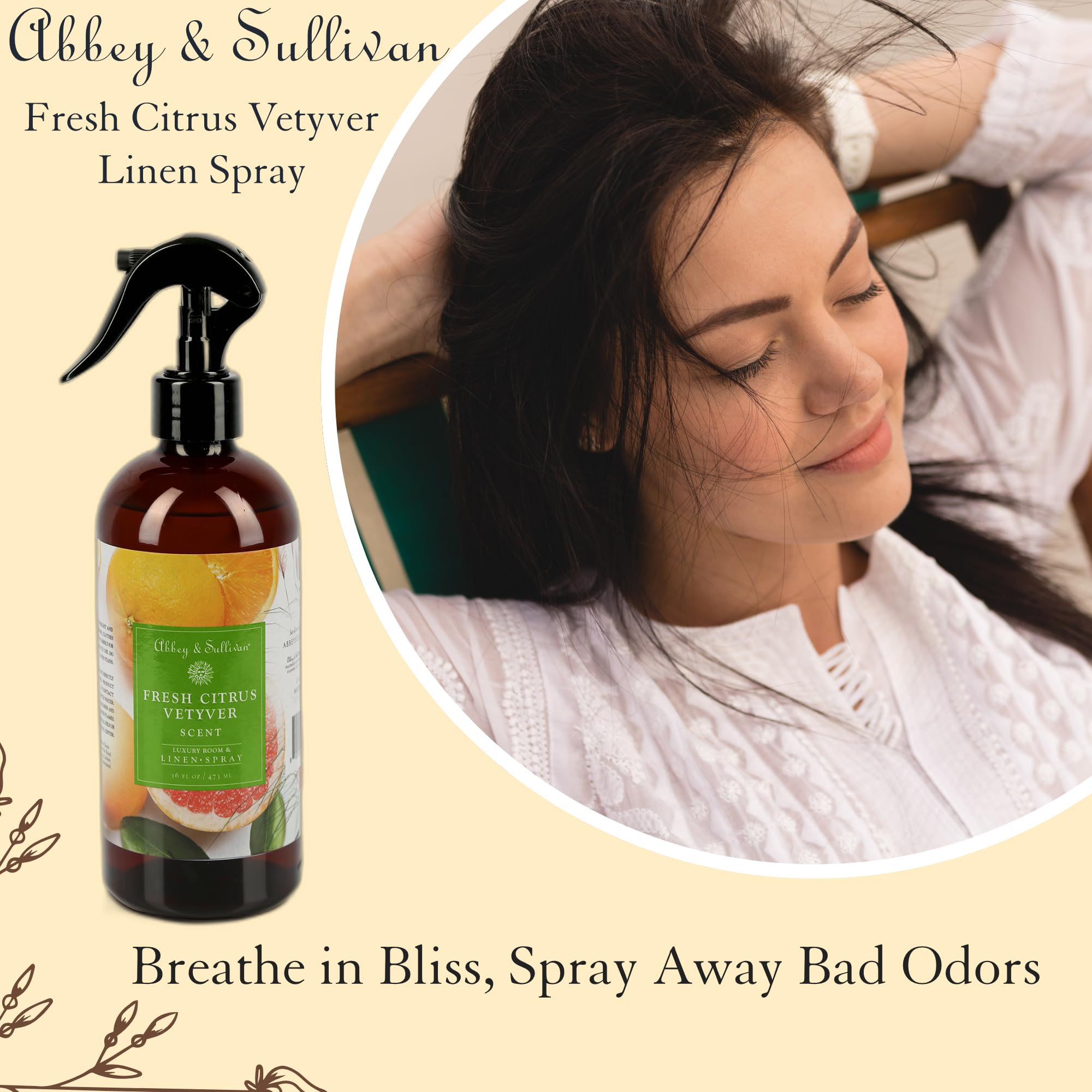 Abbey & Sullivan Linen Spray, Fresh Citrus Vetyver, 16 oz
