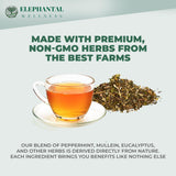 Elephantal Wellness Premium Respiratory Herbal Tea | Lung Detox, Mucus Cleanse & Breathing Support with Mullein, Eucalyptus, Thyme & Lungwort |