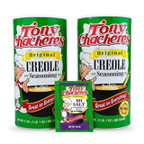 Tony Chachere's Creole and Cajun Seasoning Canisters (2 Pack + Packet) (2 Pack, Original with No Salt Packet)