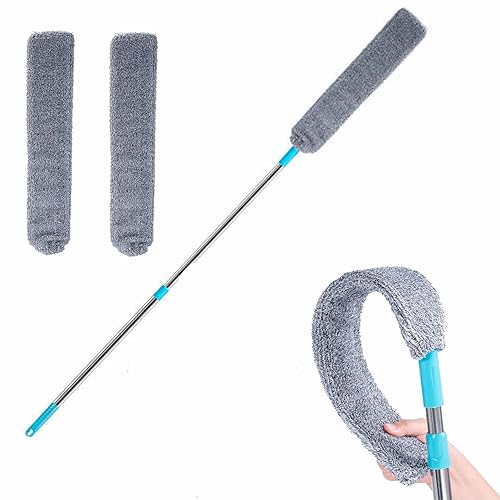 Retractable Gap Dust Cleaner Under Appliance Microfiber Duster Dust Brush with Extension Pole (36 to 49 inches) Cleaning Duster for Bed High Ceilings