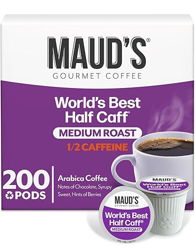 Maud's Half Caff Coffee Pods, 200 ct, Medium Roast Coffee in Single Serve Pods - 100% Arabica Coffee, Compatible with Keurig K Cups Maker