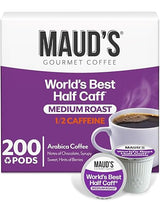 Maud's Half Caff Coffee Pods, 200 ct, Medium Roast Coffee in Single Serve Pods - 100% Arabica Coffee, Compatible with Keurig K Cups Maker