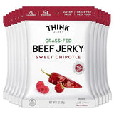 Think Jerky Sweet Chipotle Beef Jerky, Grass-Fed High Protein Beef, Gluten Free, No Antibiotics or Nitrates, Healthy Chef Crafted Recipe, Low Calorie