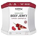 Think Jerky Sweet Chipotle Beef Jerky, Grass-Fed High Protein Beef, Gluten Free, No Antibiotics or Nitrates, Healthy Chef Crafted Recipe, Low Calorie