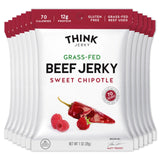 Think Jerky Sweet Chipotle Beef Jerky, Grass-Fed High Protein Beef, Gluten Free, No Antibiotics or Nitrates, Healthy Chef Crafted Recipe, Low Calorie