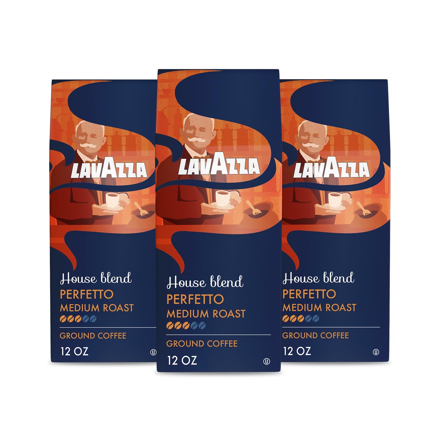 Lavazza House Blend Perfetto Ground Coffee, Medium Roast, 100% Arabica, 12 oz Bag (Pack of 3)