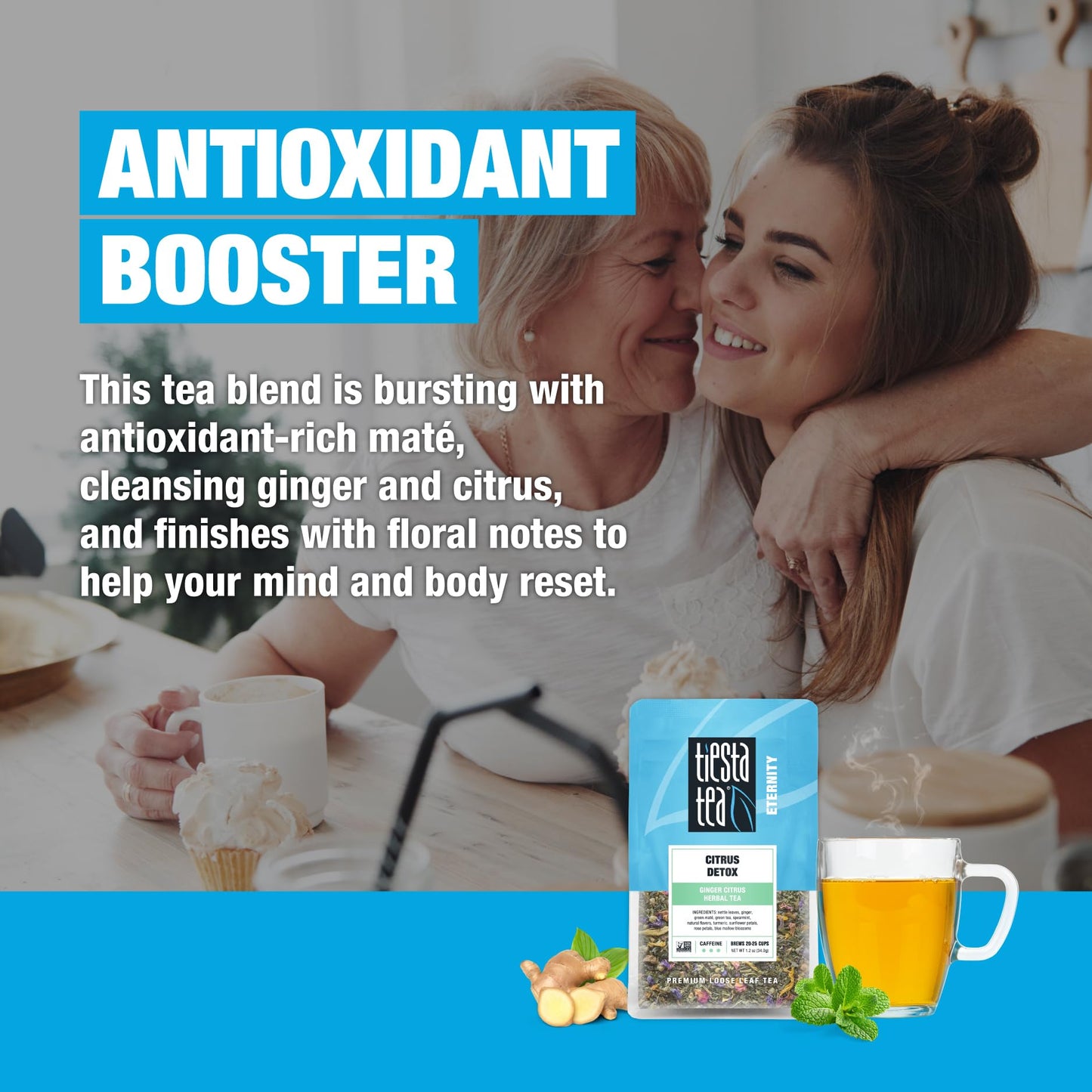 Tiesta Tea - Ginger Citrus Herbal Loose Leaf Tea, Lemon Ginger Tea with Mint and Chamomile, Caffeine-Free, Brew Hot or Iced, Makes Up to 25 Cups