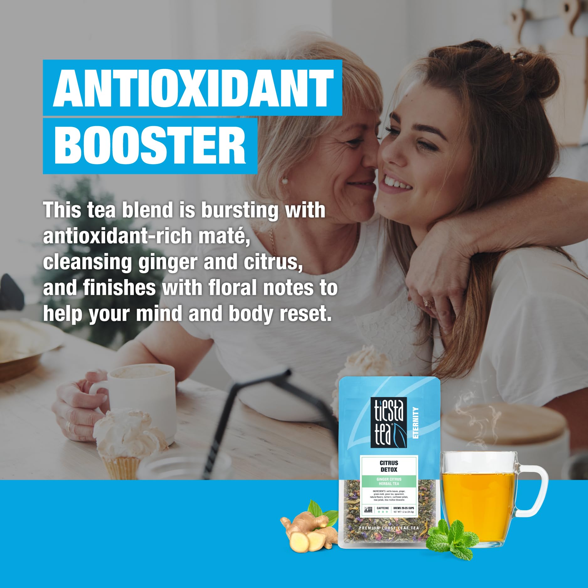 Tiesta Tea - Ginger Citrus Herbal Loose Leaf Tea, Lemon Ginger Tea with Mint and Chamomile, Caffeine-Free, Brew Hot or Iced, Makes Up to 25 Cups
