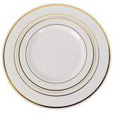 Exquisite 40 Gold Line Plastic Plates (20-dinner 20-dessert) Set Premium Heavyweight Plastic Wedding Like China