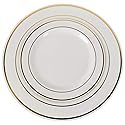 Exquisite 40 Gold Line Plastic Plates (20-dinner 20-dessert) Set Premium Heavyweight Plastic Wedding Like China