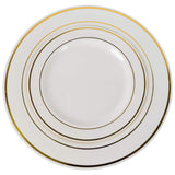 Exquisite 40 Gold Line Plastic Plates (20-dinner 20-dessert) Set Premium Heavyweight Plastic Wedding Like China