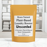 Roses Natural Plant-Based Enzymes Laundry Booster - Unscented | Advanced Enzyme Cleaner & Odor Remover | Powerful Stain Remover for All Fabrics |