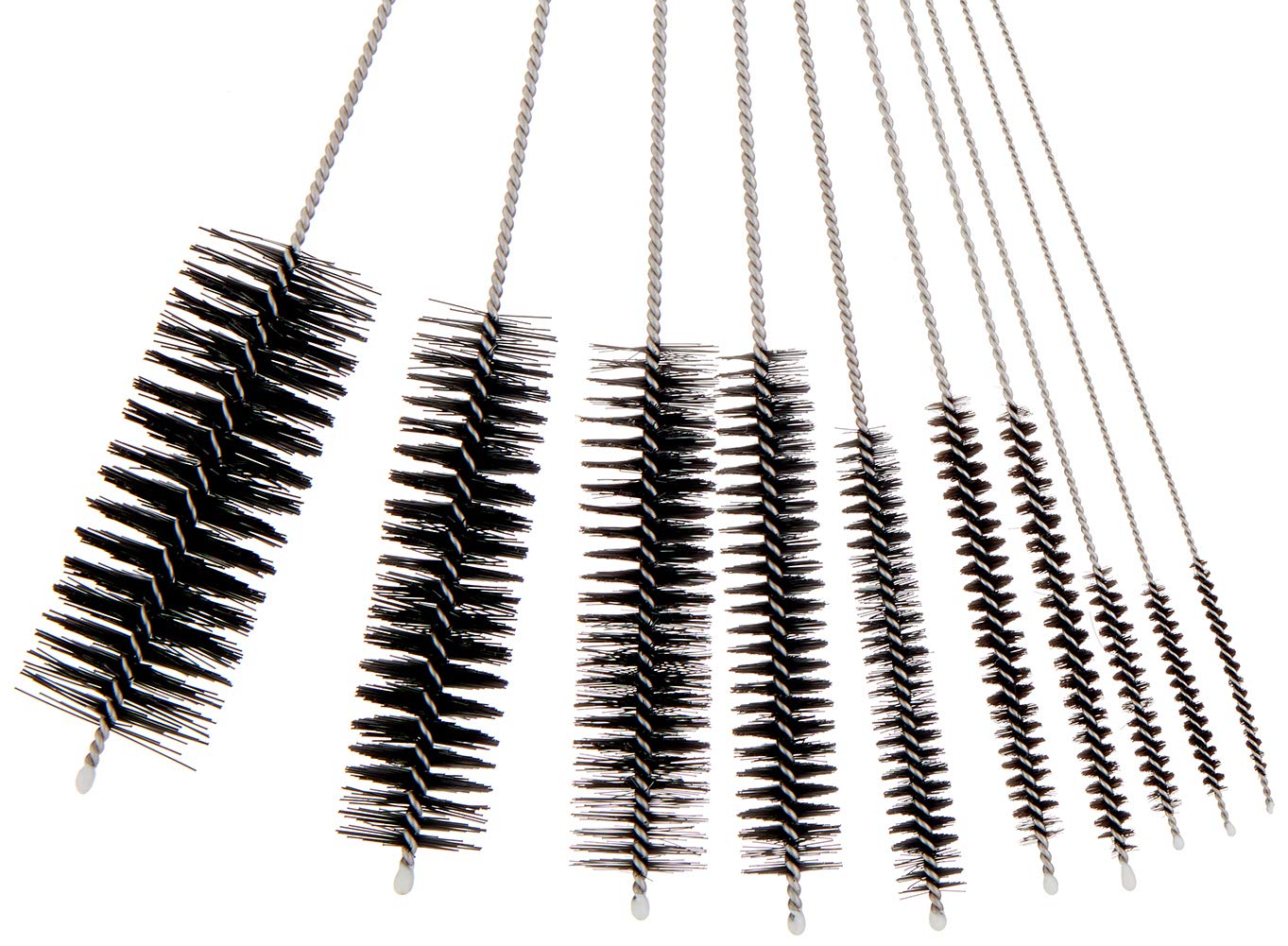 Pipe Cleaners Homewinner 8 inch Nylon Bottle Straw Cleaning Brush Set Stainless Steel Handle Flexible Tube Brushes Multiple Size, Set of 10