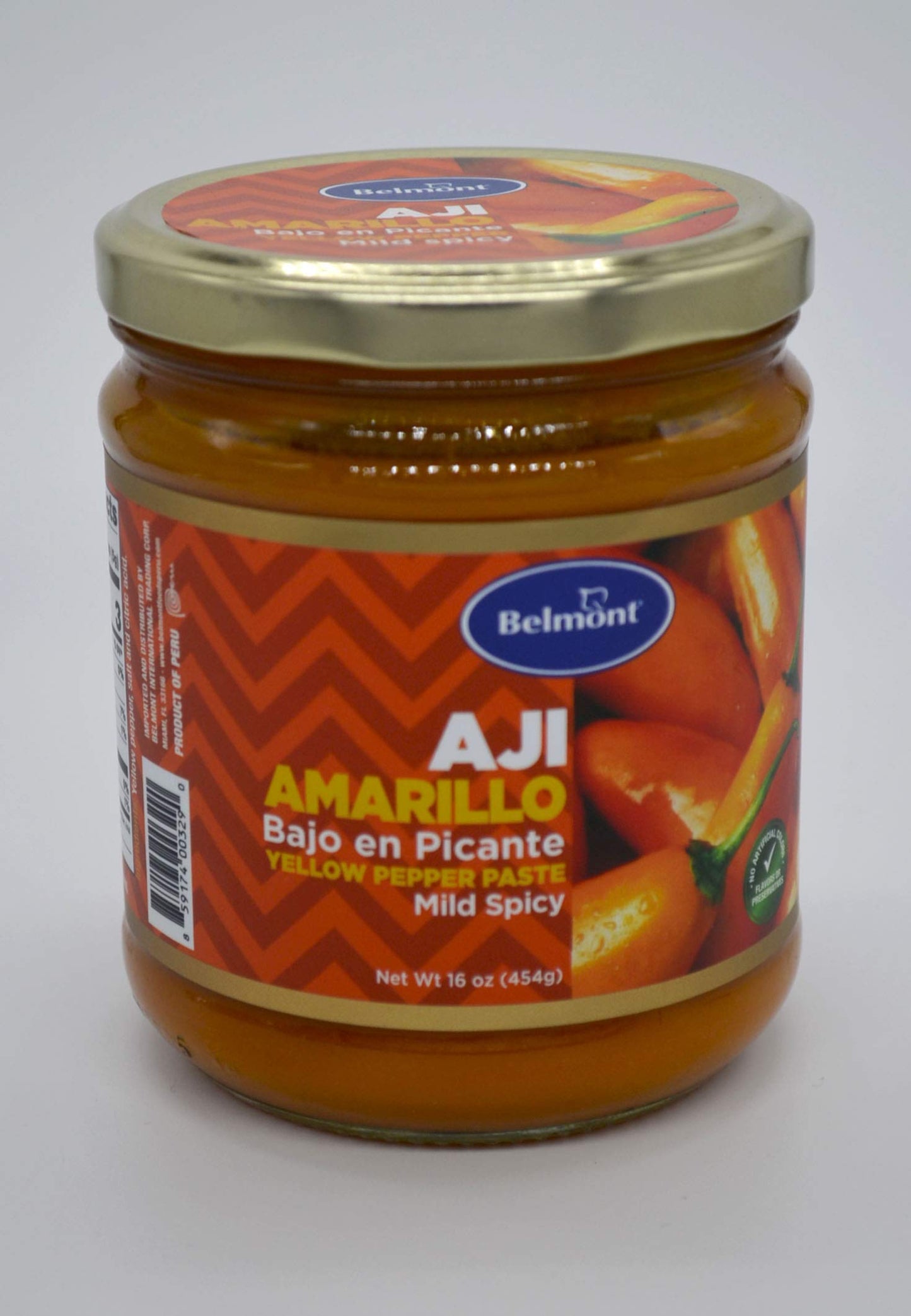 Belmont Yellow Pepper Mild Spicy Paste ( Pasta de Aji AMarillo Bajo en Picante ) 16 oz ( 454 g) Glass Jar ( 2 Jars )