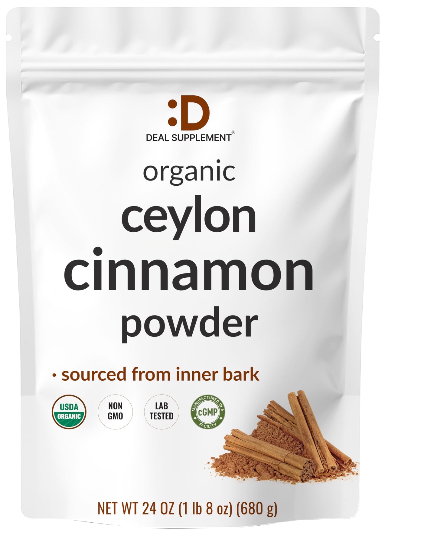 DEAL SUPPLEMENT Organic Ceylon Cinnamon Powder, 24 oz | Sri Lanka Source | Fine Ground True Cinnamomum Verum | Smooth, Delicate Flavor for Coffee