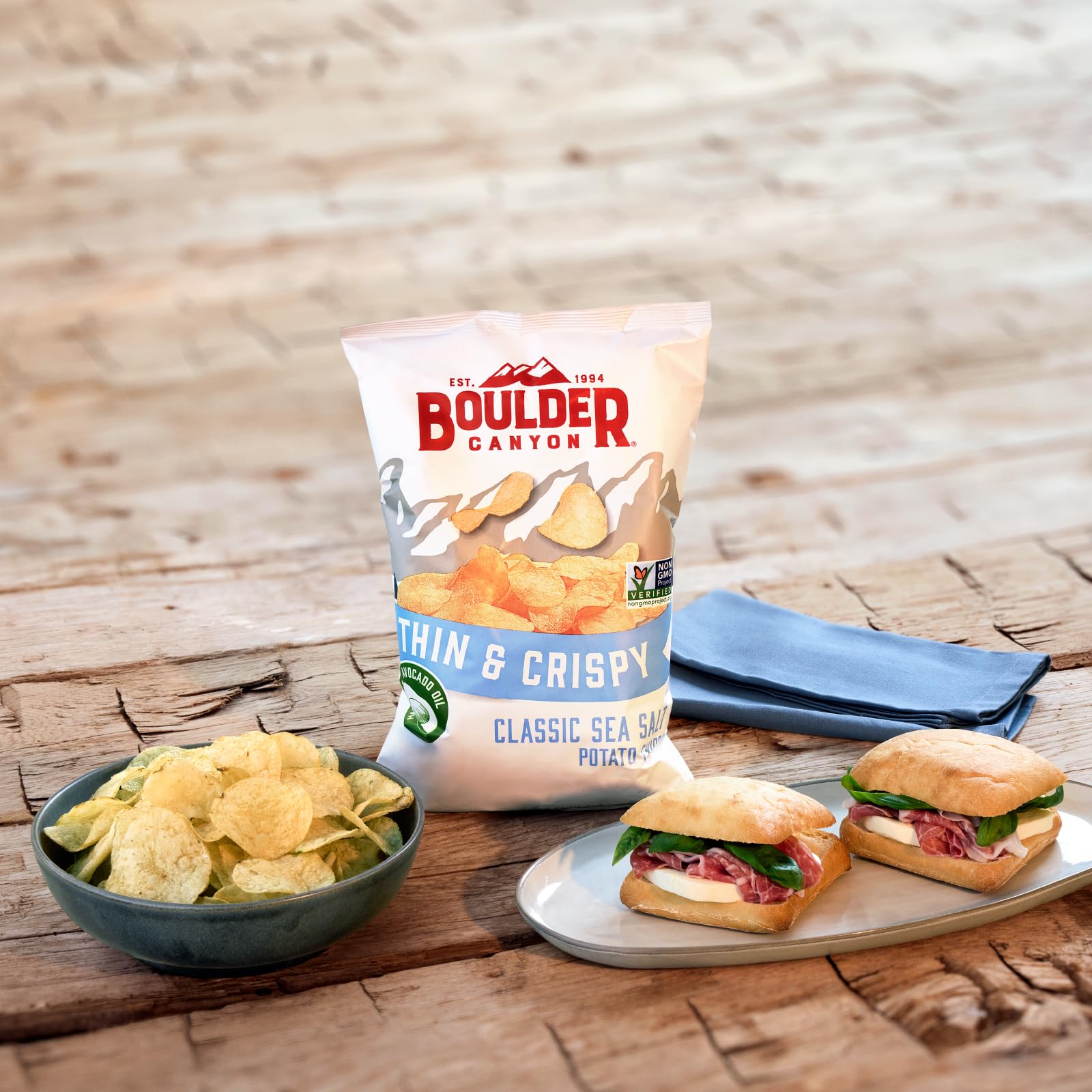 Boulder Canyon Thin & Crispy Classic Sea Salt Potato Chips, 6 OZ