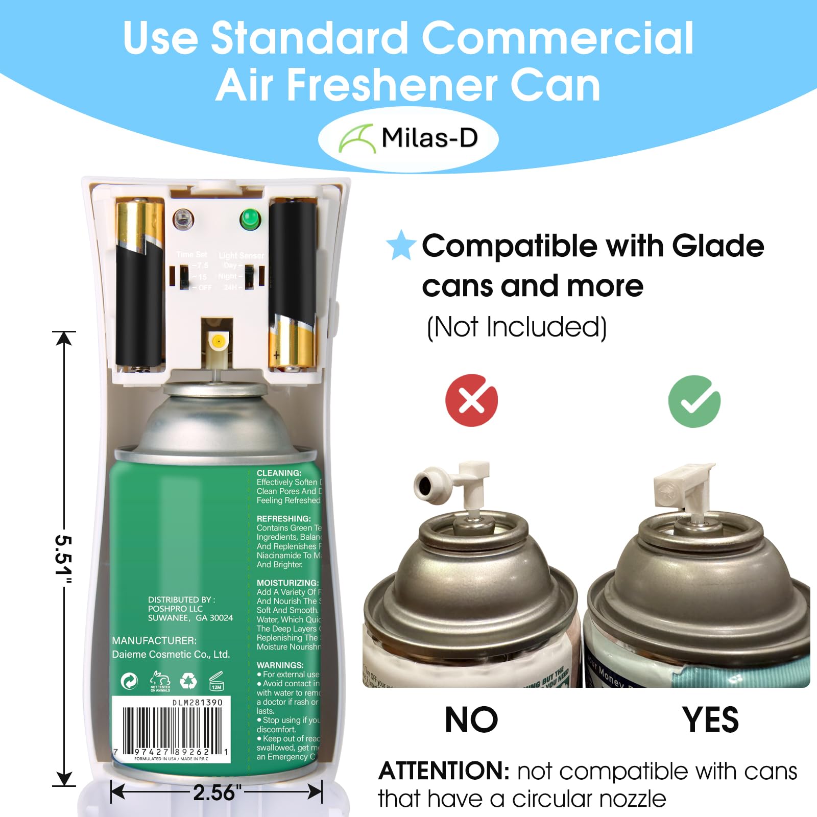 Automatic Air Freshener Spray Dispenser, Custom Timing (Day/Night/24H, 7.5/15 min interval), Wall Mounted or Free Standing, for Home and Commercial