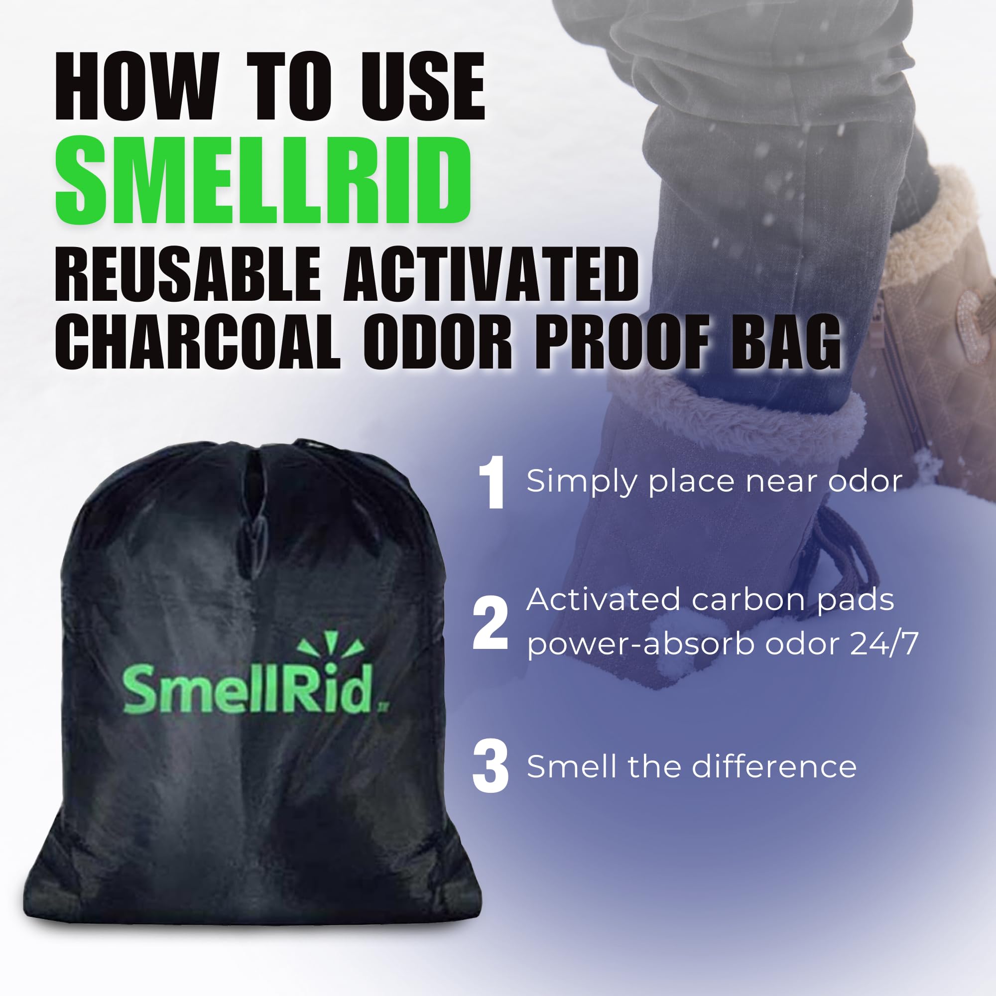 SMELLRID Activated Carbon Odor Eliminator Pouch - Neutralizes Odors in Closets