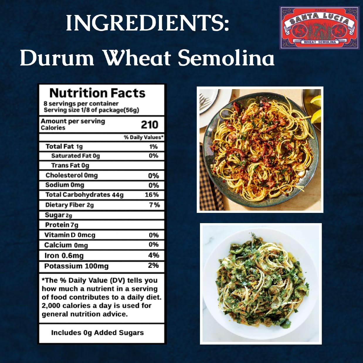 Pasta Santa Lucia Linguine, Pack Of 10 (16 Oz Each), Authentic Italian Flat Spaghetti Noodles, 100% Durum Wheat For Clam Sauce & Pesto, Non-gmo, 100%
