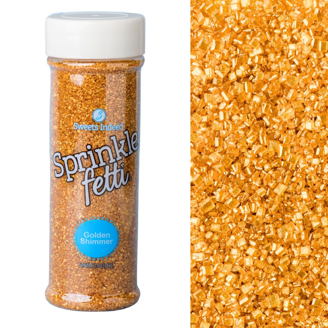 Sweets Indeed Gold Decorating Sugar - Gold Sanding Sugar Crystals for Baking & Decorating Cupcakes, Cookies, Cakes & Desserts - Wedding, Holiday