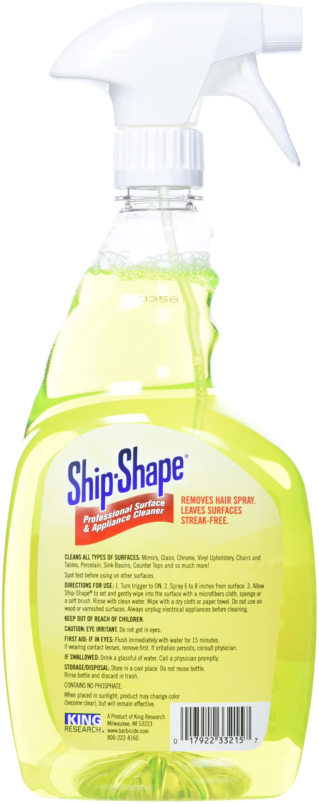 Ship-Shape Barbicide Professional Surface & Appliance Cleaner - Removes Hairspray Residue from Flat Irons, Mirrors & Salon Furniture - Streak-Free