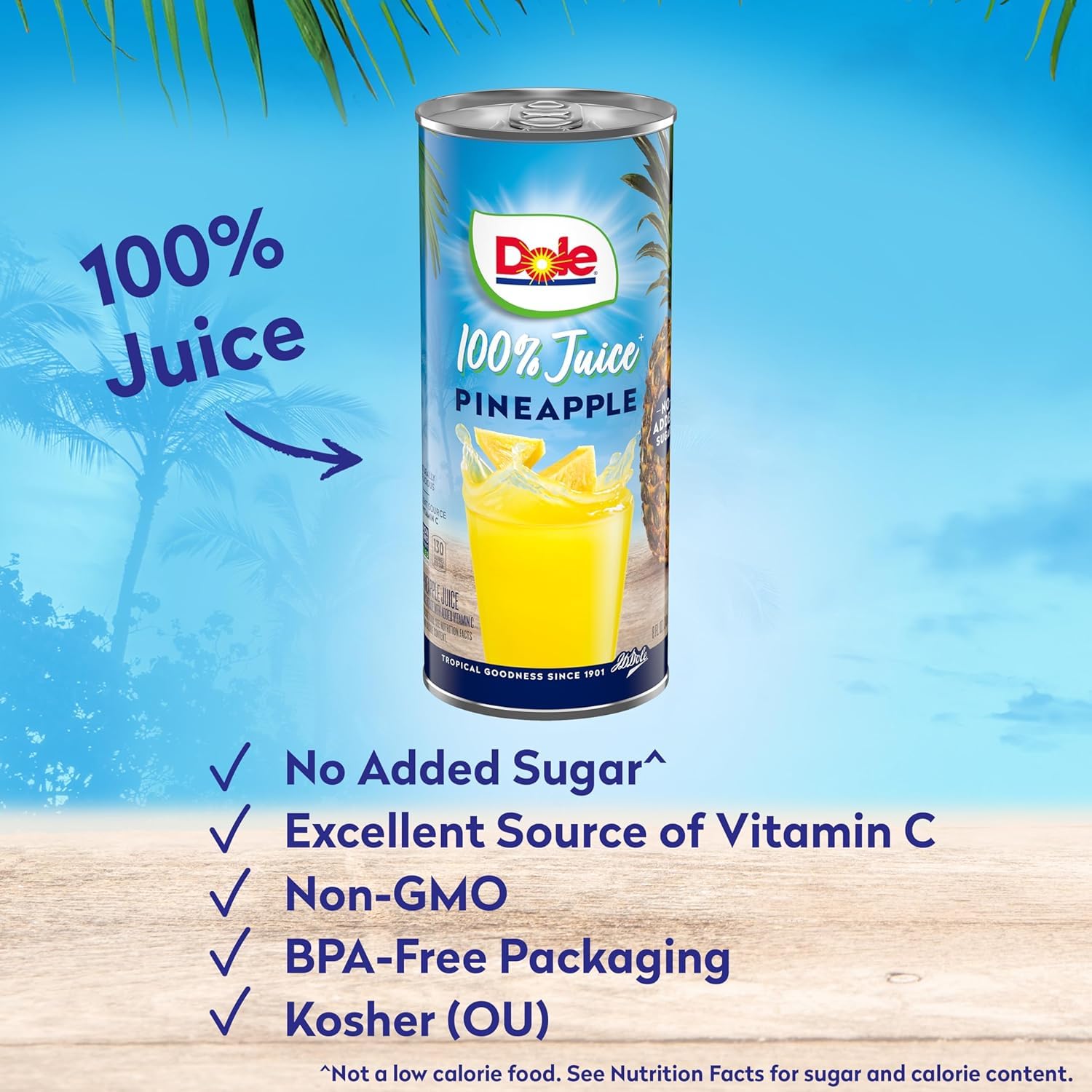 Dole 100% Pineapple Juice, No Added Sugar, Excellent Source of Vitamin C, 100% Fruit Juice, Packaging May Vary, 8.0 Fl Oz (Pack of 24)