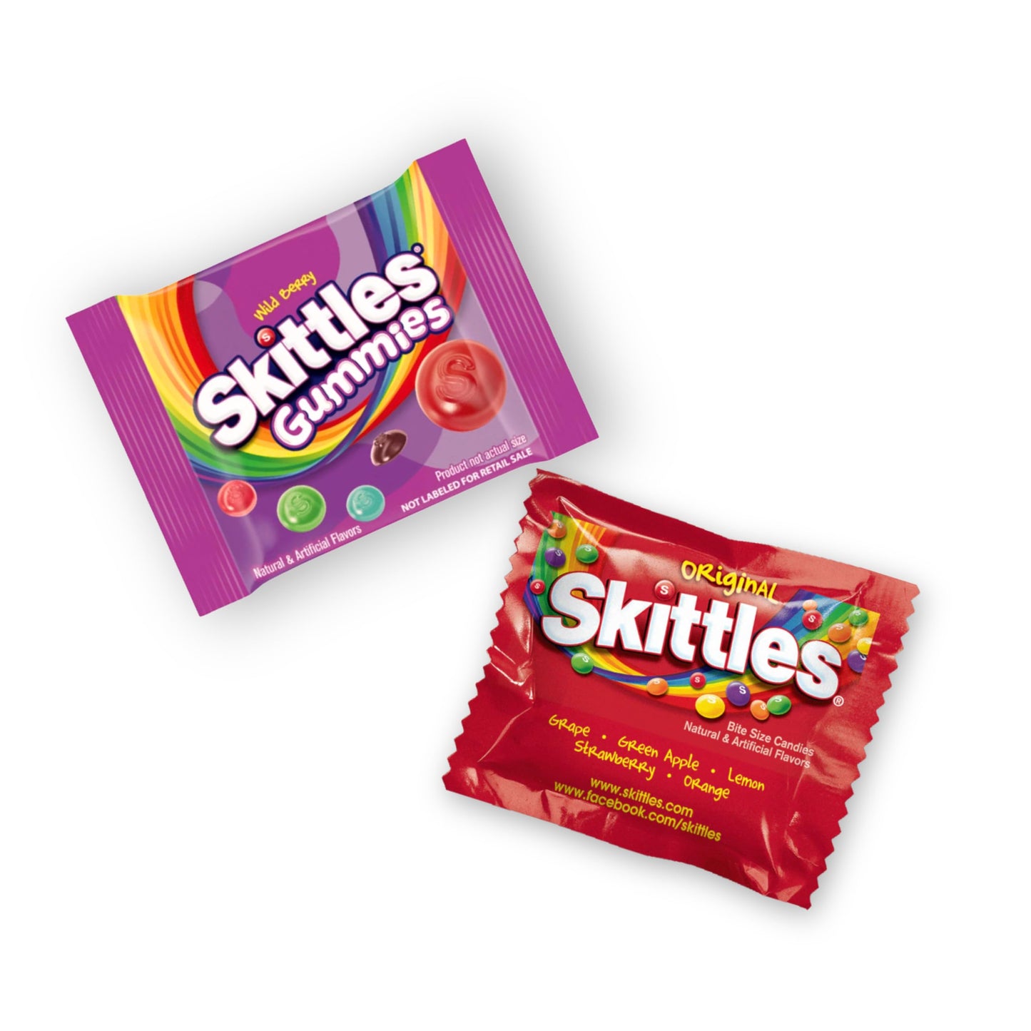 ASSORTIT X Skittles Collab Wild Berry Gummies & Original Flavor 1Lb Variety Candy Coated Fruit Chew Individually Wrapped Bulk Party Assortment 25+