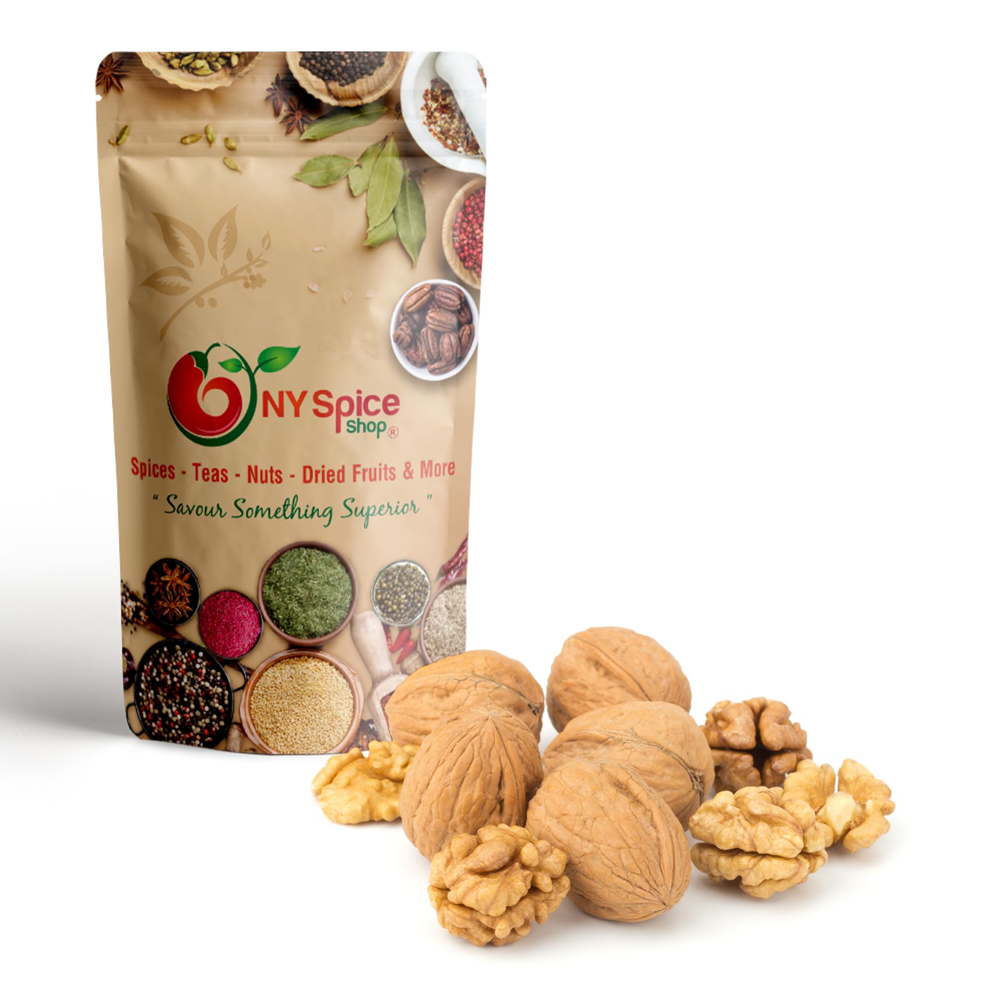 NY Spice Shop Walnuts Whole In Shell - 3 Pound Fresh Shelled Nuts - Shell Walnuts for Baking Cooking Trail Mix Dessert Recipes Pantry Kitchen Use