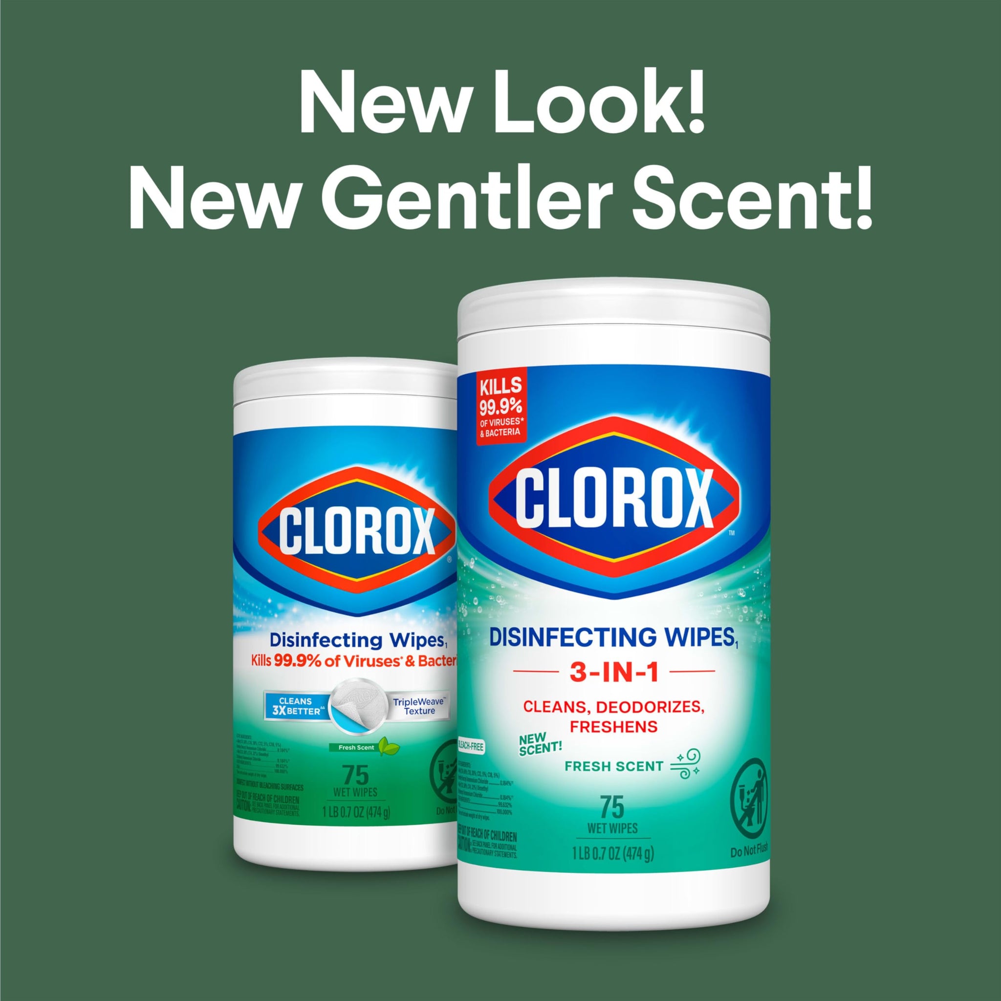 Clorox Fresh Scent Bleach Free Disinfecting Cleaning Wipes, 75 Count