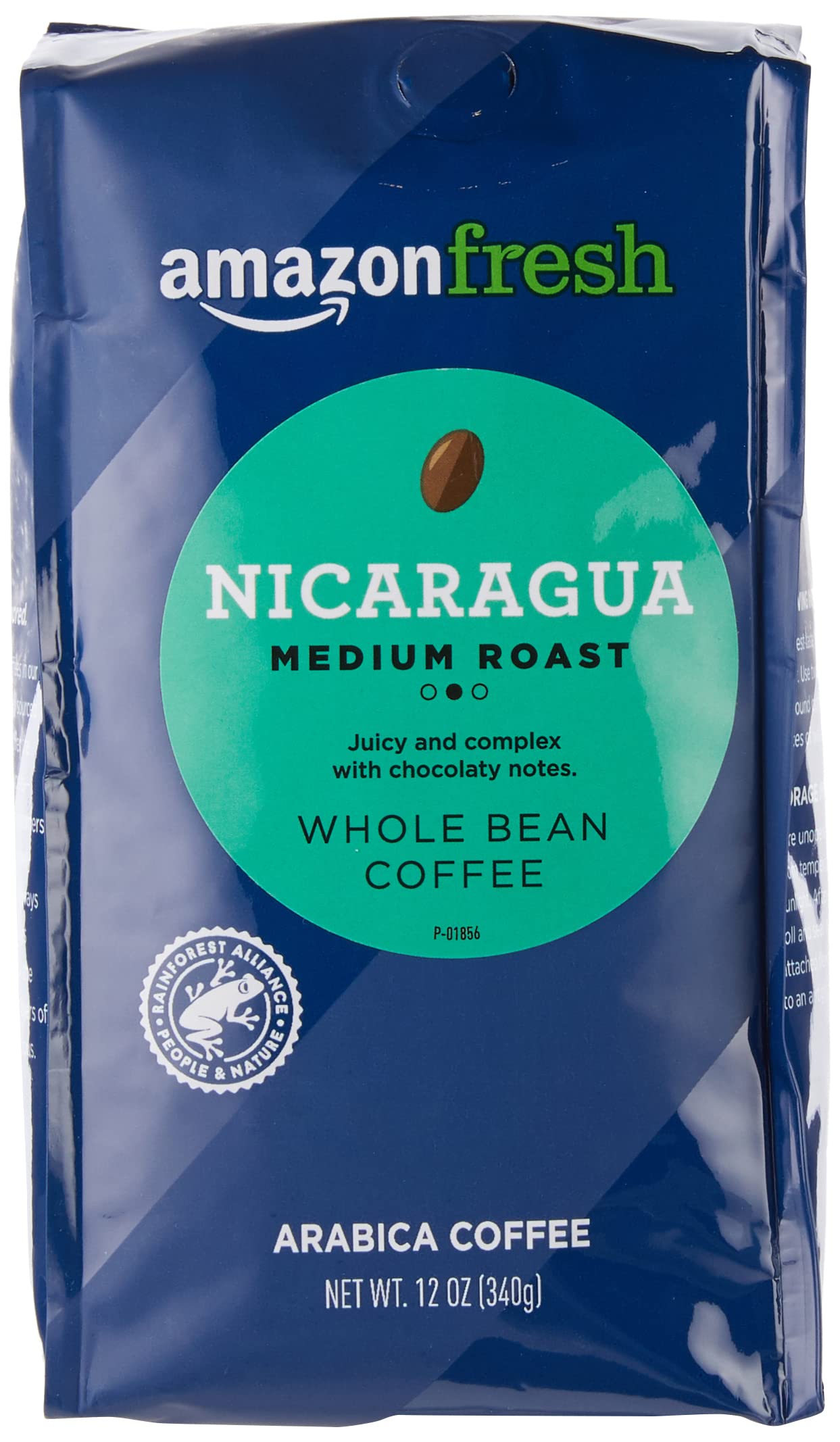 Amazon Fresh, Nicaragua Whole Bean Coffee, Medium Roast, 12 Oz