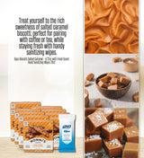 9x Nonnis Biscotti Salted Caramel 6.72 OZ Bundle with Hand Sanitizing Wipes - Crunchy Italian Biscotti with Caramel Flavor Plus Convenient Wipes