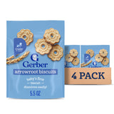 Gerber Arrowroot Biscuits, Snacks for Babies, Arrowroot Cookies, Vitamin E, Finger Foods, 4PK