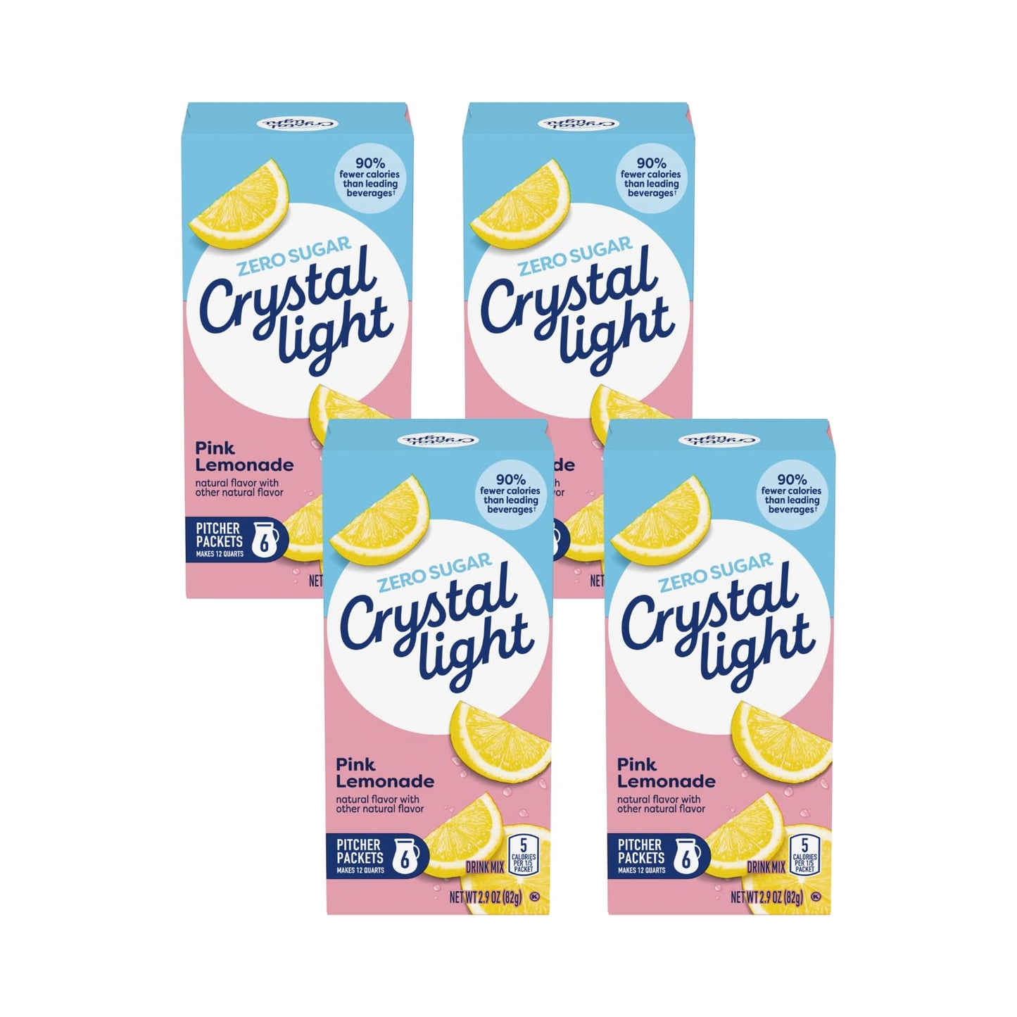 Crystal Light Pink Lemonade Drink Mix (24 Pitcher Packets, 4 Canisters of 6)