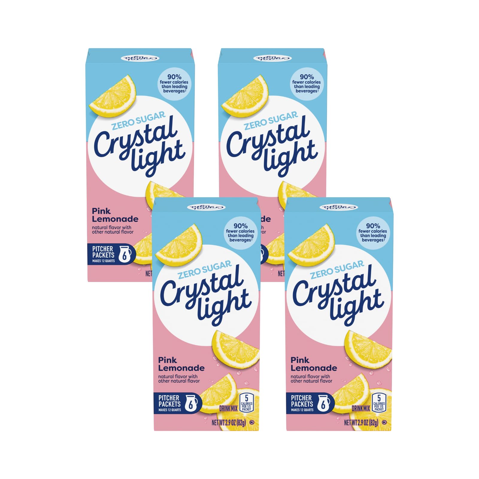 Crystal Light Pink Lemonade Drink Mix (24 Pitcher Packets, 4 Canisters of 6)