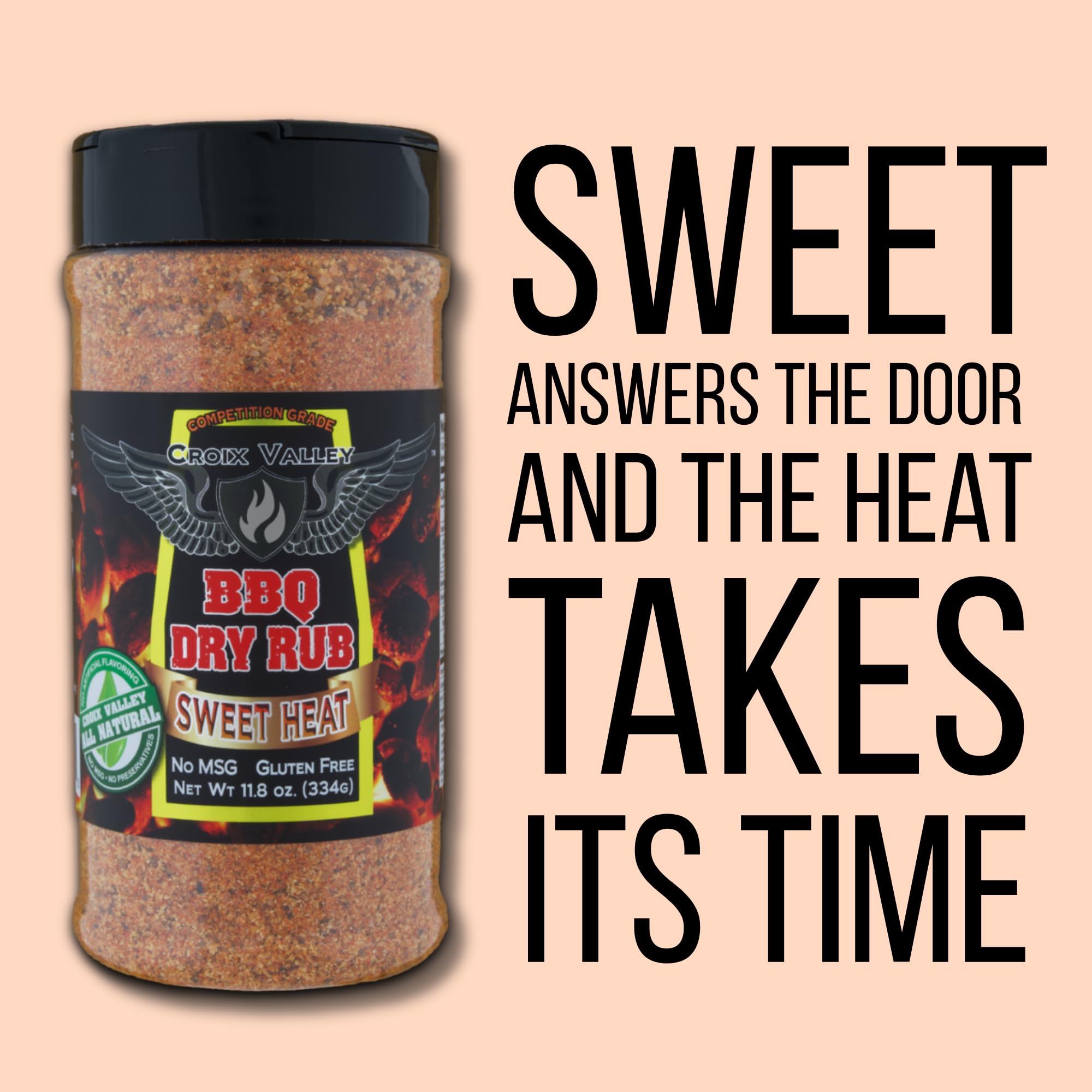Croix Valley Sweet Heat BBQ Dry Rub - 3 Pack (11.8 oz Plastic Shaker Bottle) - Balanced Sweetness with Finishing Cayenne Heat - Gluten-Free, No MSG