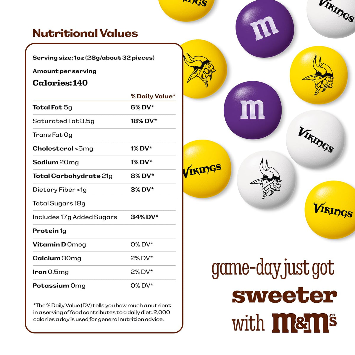 M&M'S NFL Minnesota Vikings Milk Chocolate Gift Jar, 12.7 oz