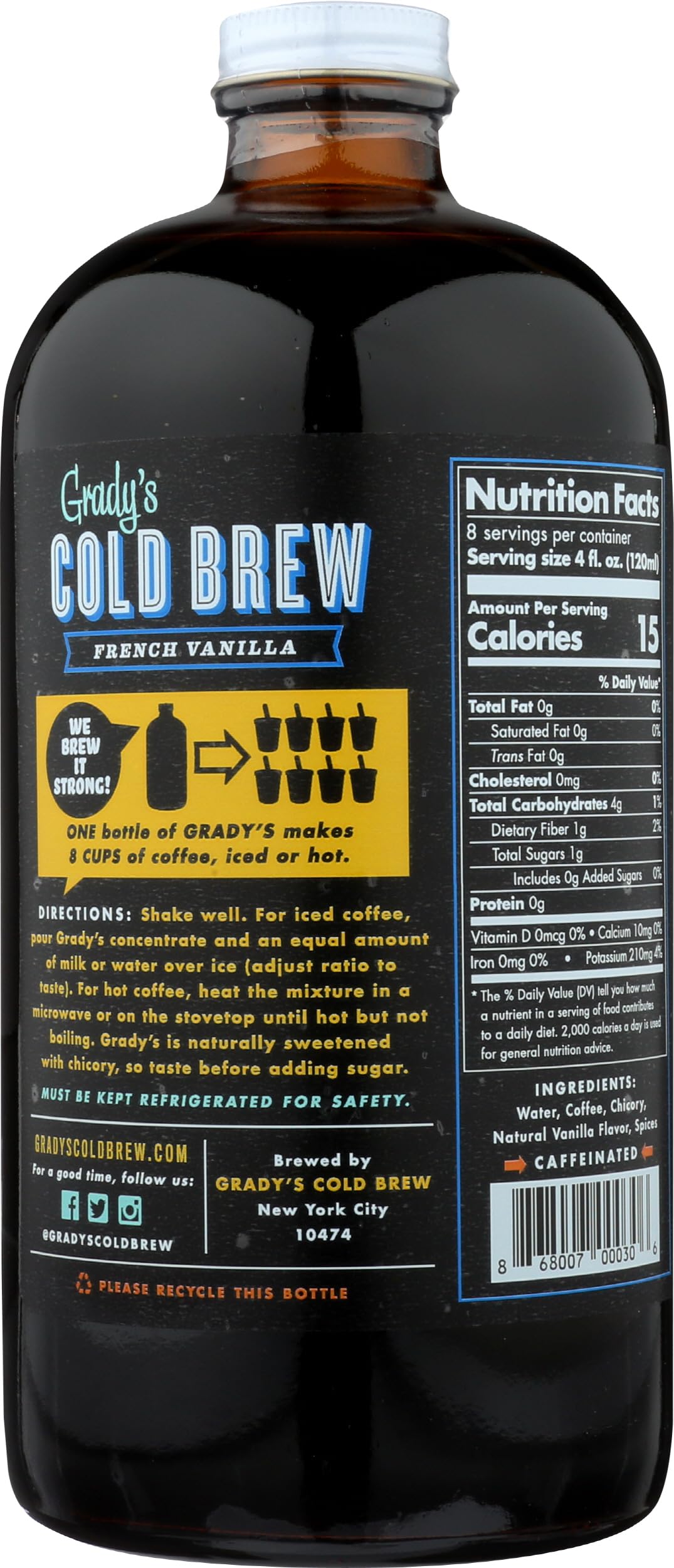 Grady's Cold Brew, Cold Brew Concentrate French Vanilla, 32 Fl Oz