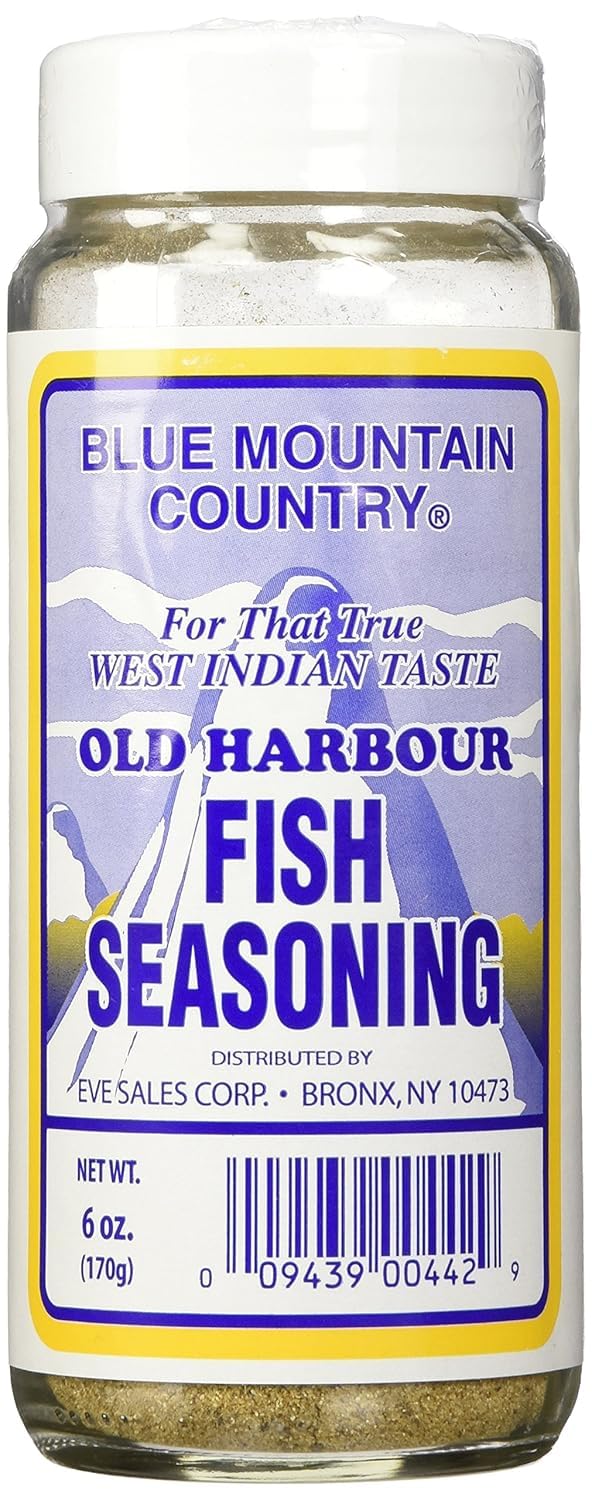 Blue Mountain Country Jamaican Fish Seasoning, 6 Oz - Authentic Caribbean Seafood Spice Blend for Fish, Shrimp, Salmon, Tilapia, Frying, Grilling