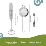 Harmony Leaf Modern Matcha Starter Kit, 3 Piece Set with Stainless Steel Sifter, One Half Teaspoon Scoop and Electric Milk Frother