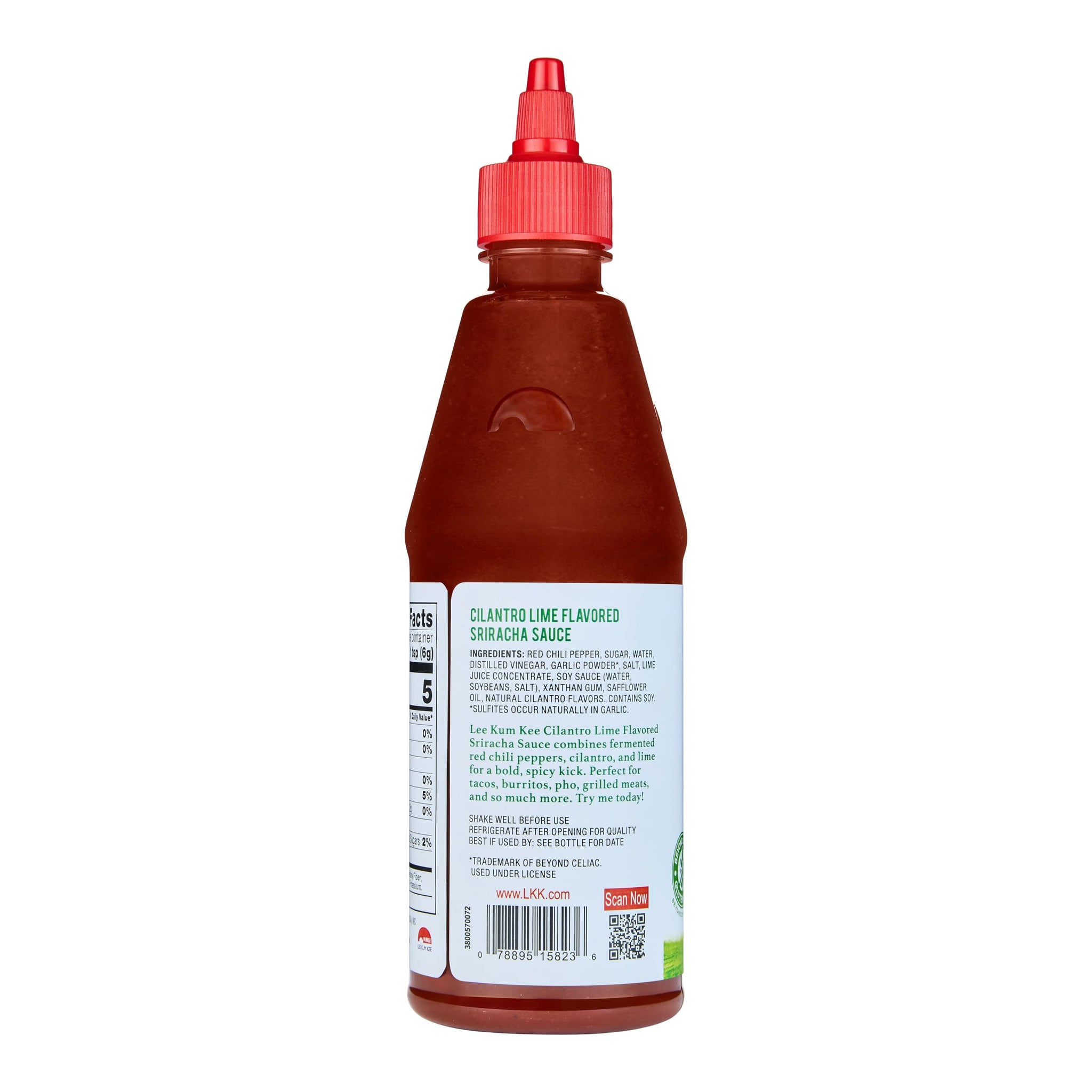 Lee Kum Kee Lime Cilantro Flavored Sriracha (17.8 oz - 1 Pack) Gluten Free | Spicy, Tangy & Refreshing Flavor | Perfect for Grilling, Stir-Frying