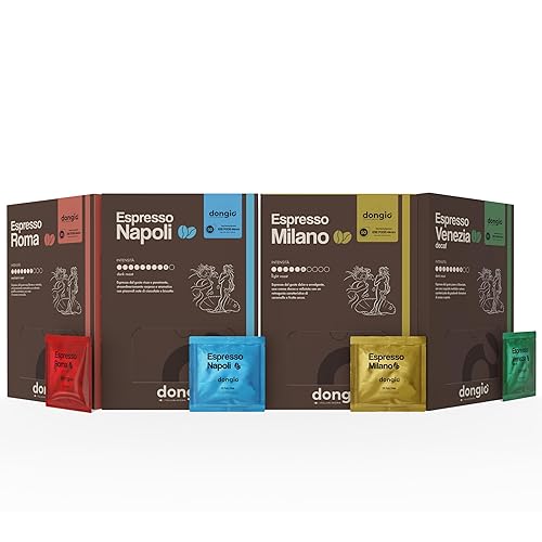 Dongio Caffe ESE Variety Pack 44mm Coffee Pods - 200 Count | Italian Espresso Pods with Napoli, Roma, Milano & Venezia, Rich Crema, Roasted in Italy