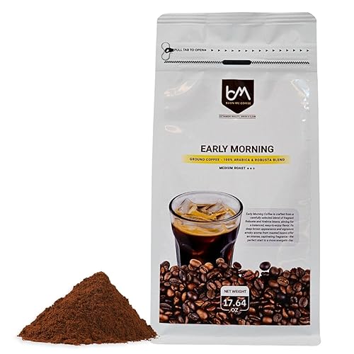 Buon Me Coffee Robusta & Arabica Blend Roasted Ground Coffee, Medium Roast, Smooth & Bold Vietnamese Coffee, 17.6oz Bag (Pack of 1)