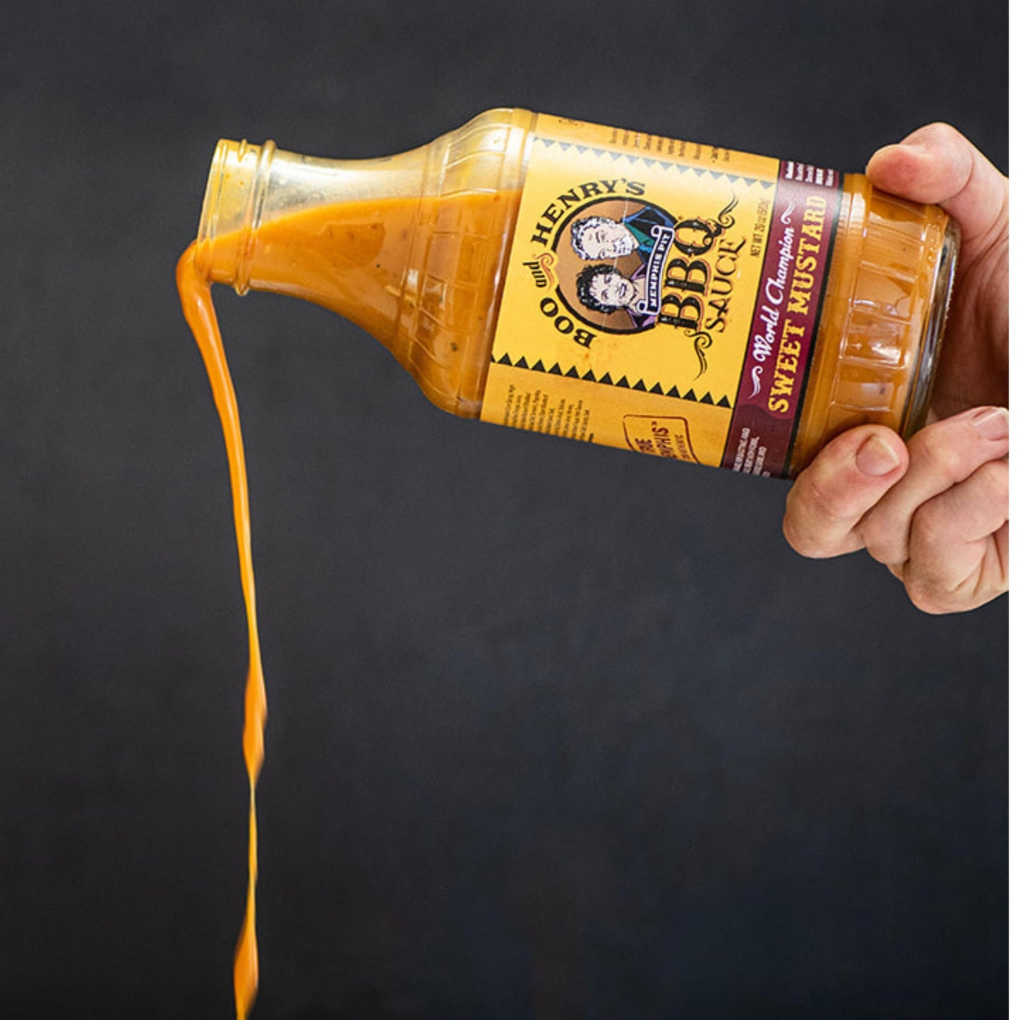 Boo and Henry's BBQ Mustard Barbecue Sauce Variety 2-Pack, World Champion Sweet Mustard Plus Carolina Red Hot Mustard Sauce with Signature Ghost