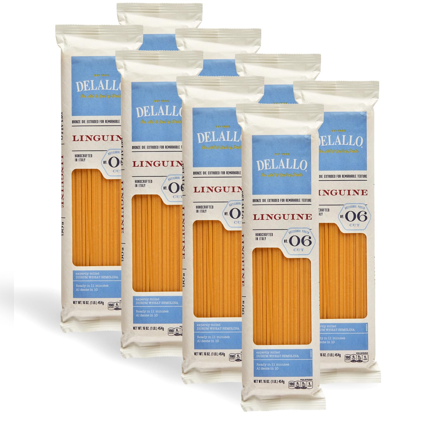 DeLallo Linguine Pasta, Made in Italy, Bronze Cut, Made with Only 100% Durum Wheat Semolina Flour, Kosher, Vegan, Non-GMO, All Natural, 1 Pound Bag