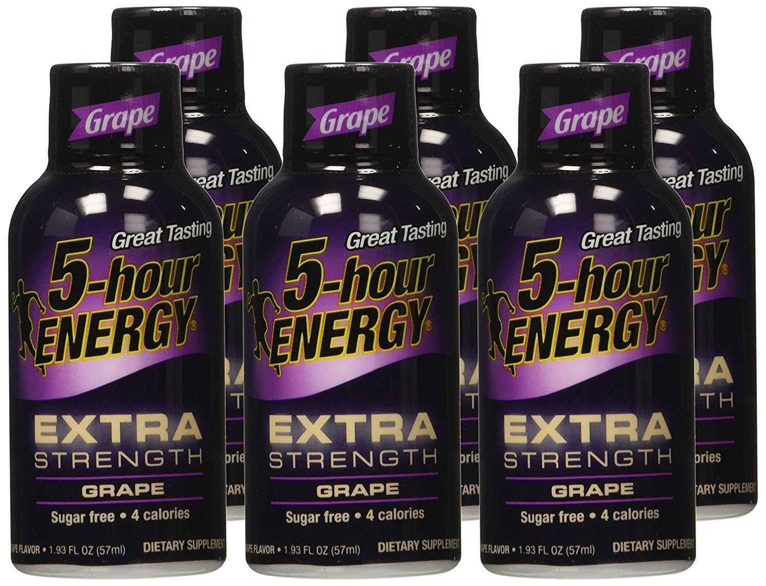 5 Hour Energy Drink Shot, Extra Strength Grape, 1.93 Fl Oz (Pack of 6)