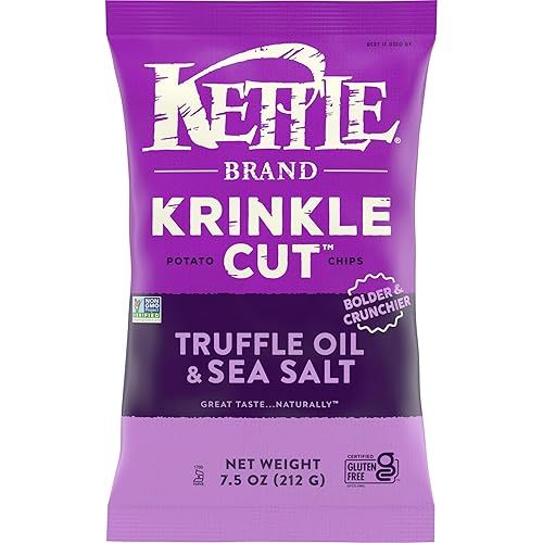 Kettle Brand Potato Chips, Krinkle Cut, Truffle Oil & Sea Salt Kettle Chips, 7.5 Oz